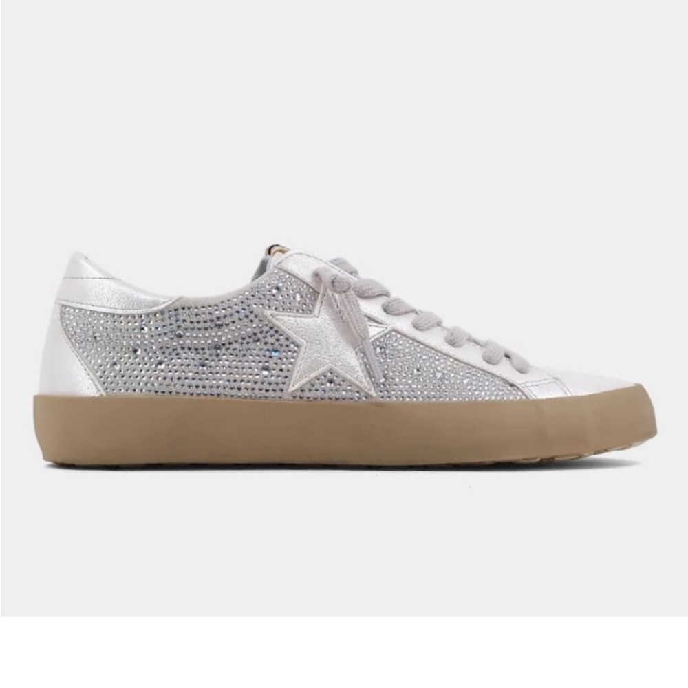 ShuShop Paula Crystal Glitter Sneaker in Ice. Size 6.5
